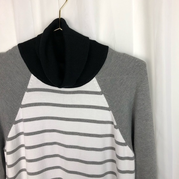 Calvin Klein striped Colorblock sweater mock neck - Picture 3 of 6